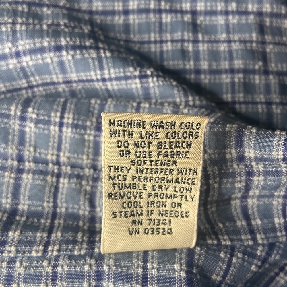 L.L.Bean Long Sleeve Shirt Blue Check XL Regular - Picture 6 of 6